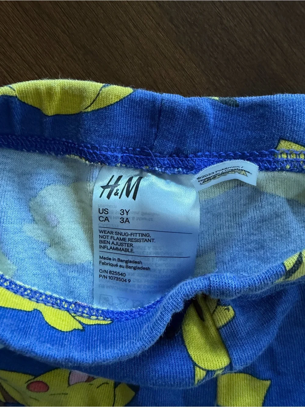 H&M Blue and Yellow Pikachu Kids Short Pajama Set